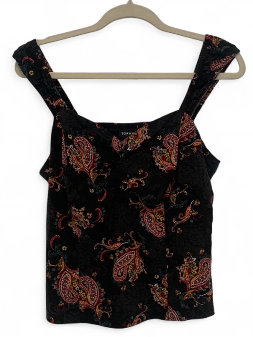 torrid Black Paisley Square-Neck Tank Top